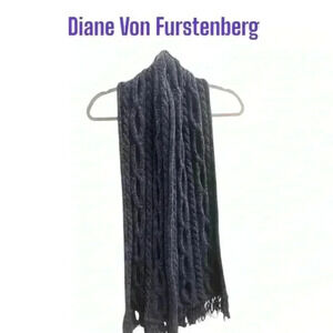 Diane von Furstenberg Vintage Chenille Scarf | Teal / Green Color‎ | EUC